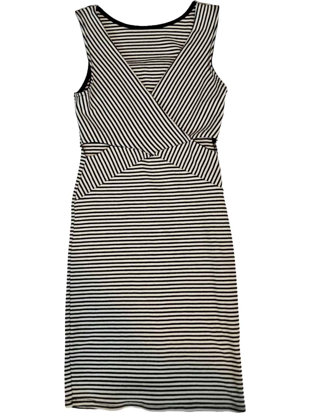 Black & White Striped Cutout Bodycon Dress
